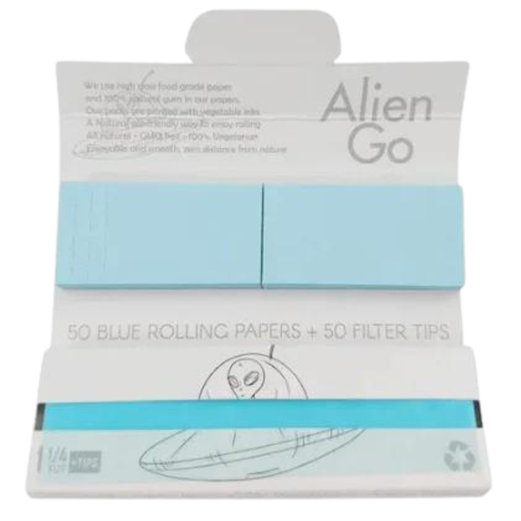 Alien Go - Blue Rolling Papers + Tips  (1 1/4)