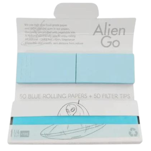Alien Go - Blue Rolling Papers + Tips  (1 1/4)